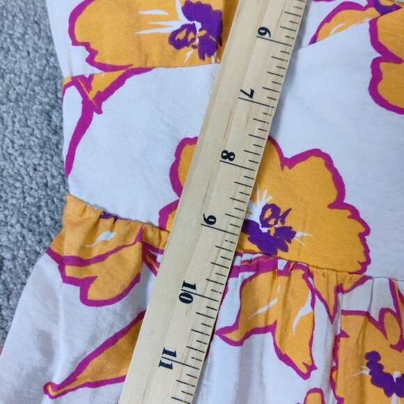 Monteau LA Women's Dress Size S Y2K Orange Floral Bohemian Boho Tiered Summer - Picture 9 of 10